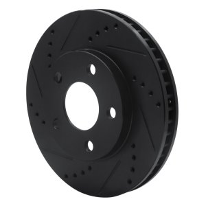 Buick LeSabre Brake Rotor (1) - Front Left - R1 Concepts - Drilled & Slotted - Black - `97-`05